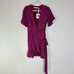 NEW Marie Oliver Ryan Wrap Dress in Wild Cat Leopard Animal Print Size XS